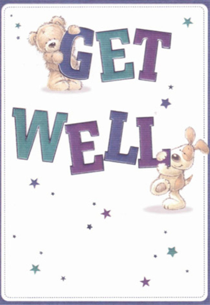 A delightful tableau unfolds on this get well card, where the innocence of a plush bear and the exuberance of a floppy-eared pup come together amid a flourish of star-shaped accents. Richly illustrated fur and gentle, expressive faces bring tangible warmth to the scene, echoing comforting connections familiar to those in Muswell Hill. The oversized, gradient letters-shaded in purples and teals-anchor the composition with their confident presence, much like a floral centerpiece prepared with artistry near Muswell Hill Broadway. Sparkling stars, softly layered in complementary hues, float around the characters, infusing the design with a sense of hope that mirrors sunlight dappling through Queen's Wood. The creamy background offers a sense of renewal and peace-qualities cherished when someone is on the mend. Every illustrative detail feels intentional: from the gentle tilt of the bear's head to the puppy's tender paw, the atmosphere radiates heartfelt care and resilient optimism. When paired with a bouquet from Muswell Hill Florist, this card not only sends wishes of healing, but wraps the recipient in the vibrant comfort and community love of N10.